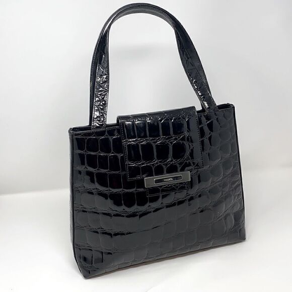 Vicosta Handbags - Vicosta Croc Embossed Leather Classic Satchel Bag Made in Spain